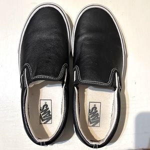 Vans Black Leather Slip On